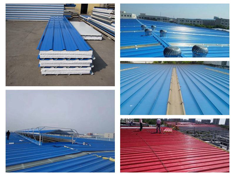 Application with sandwich panels for roof